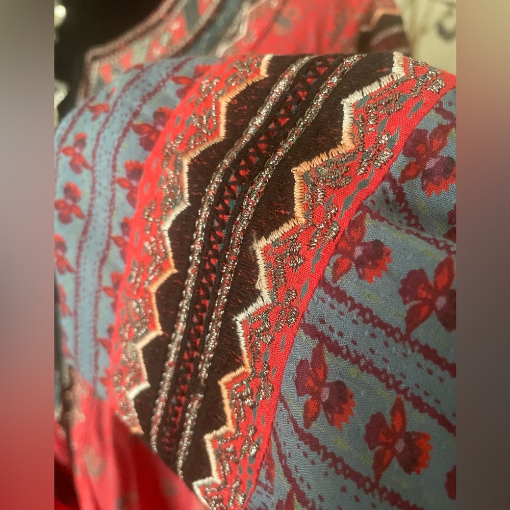 Bohemian oversized Free People Peasant Blouse xs - Picture 9 of 12